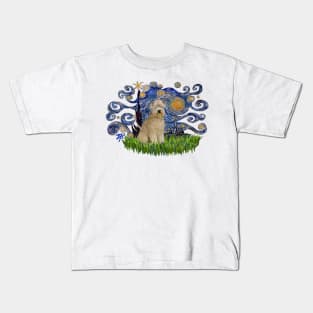 Wheaten Terrier in Adapted Starry Night Kids T-Shirt